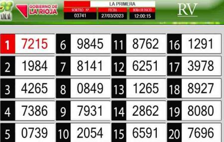 Sorteo de quiniela propio. Primera